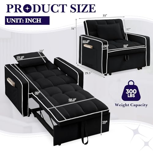Beige Velvet Convertible Sleeper Chair Bed R9772