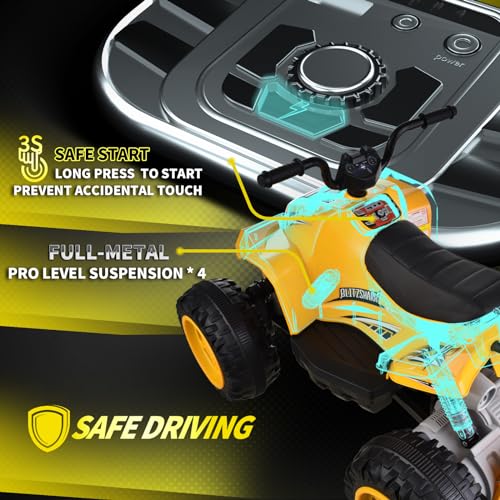 Black 24V Ride on ATV Kids Quad 4-Wheeler Electric 4WD with 9AH Battery H41983