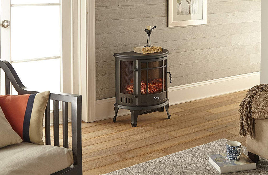 Black Free Standing Electric Fireplace Stove J64465