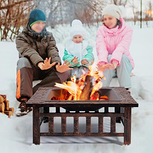 32in Square Metal Fire Pit Table Q839976