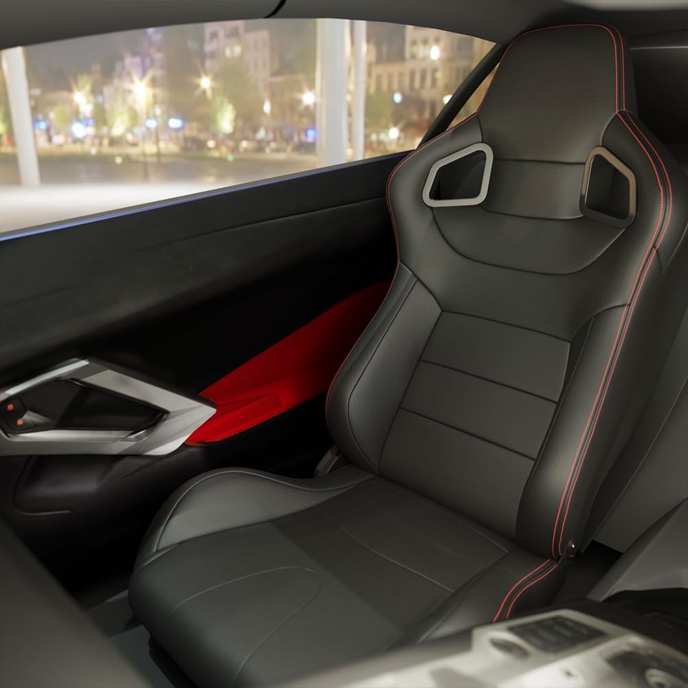 Red Stitch PVC Leather Racing Seats L29600