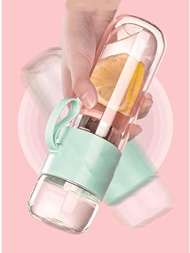 Blue Double Wall Glass Tea Bottle with Infuser 14oz O4394