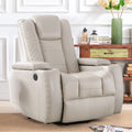Power Recliner Chair with Cup Holders and Hidden Arm Storage Leather I358185