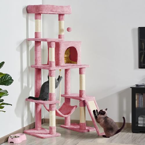 63 Inches Tall Cat Tree with Scratching Posts F5998