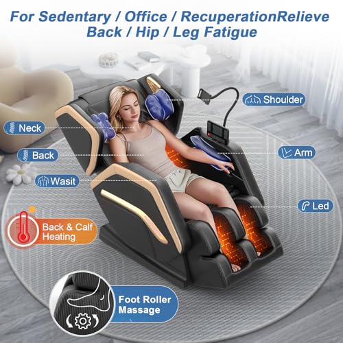 Zero Gravity Massage Chair with 10 Fixed Rollers, Heating, Bluetooth Speaker B580491