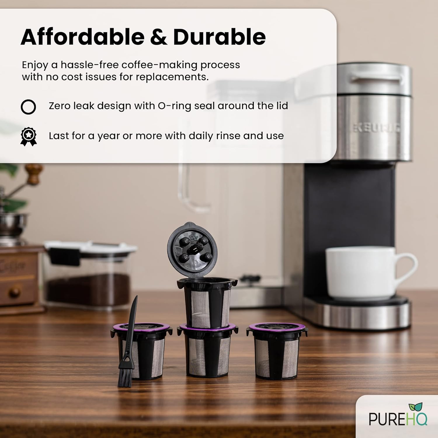 4 Reusable K Cups for Keurig Coffee Maker T60297