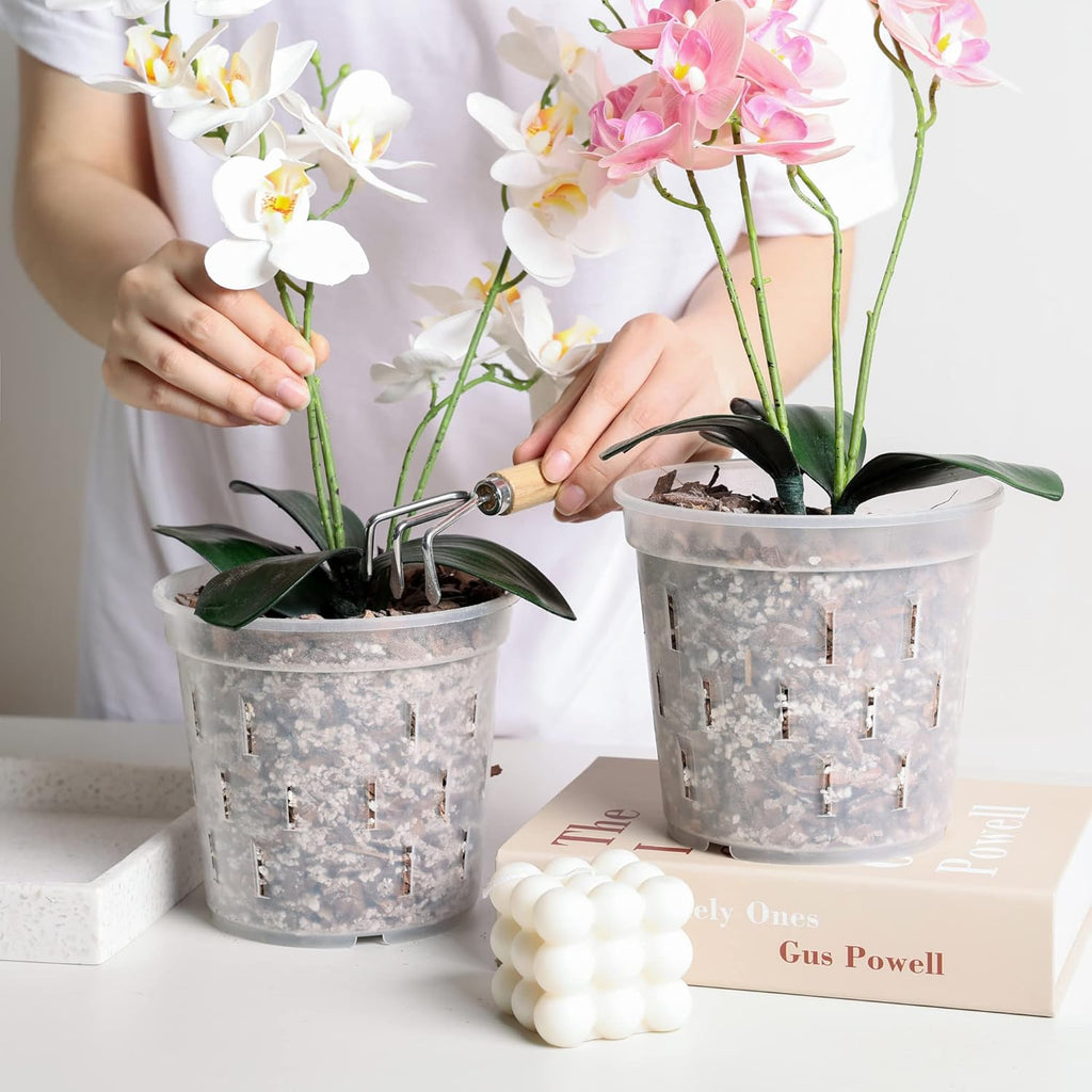 Clear Orchid Pot 6 Inch 5Pack Plastic Planter D751559