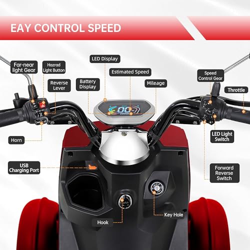Silver 4 Wheel Mobility Scooter 500lbs Loadweight 31 Mile Long Range Battery K563736