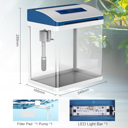 2 Gallon Glass Self-Cleaning Small Fish Tank P30107