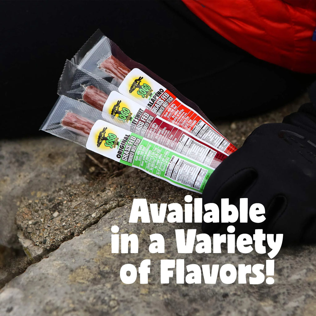 No Sugar Grass-fed Non-GMO Beef Sticks Variety Pack (12-Count, 1-oz) Y4437