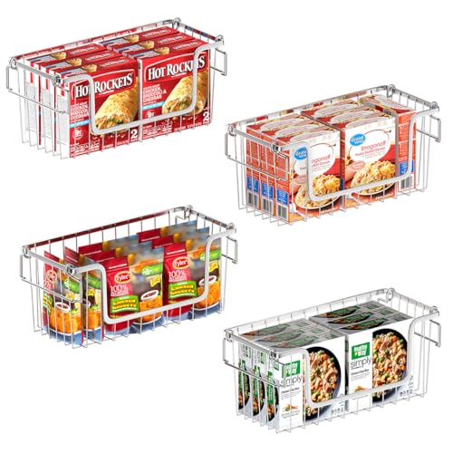 Set of 4 Stackable Metal Wire Freezer Bins with Foldable Handles K99687