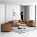 Cognac Brown Faux Leather 3 Piece Club Chair and Sofa Set Y2051