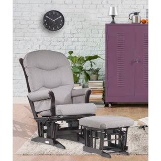 Light Grey Fabric Sleigh Glider and Nursing Ottoman Combo B21906