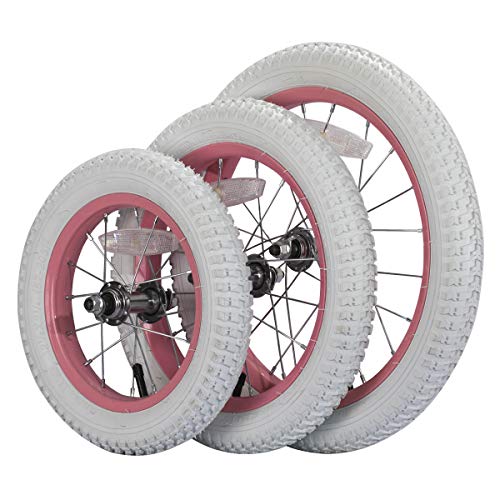 12 14 16 18 Inch Kids Bike Front Wheels with Solid Rubber Tire and Inner Tube, Black & White B512189