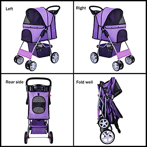 4 Wheel Folding Pet Stroller with Detachable Carrier J317