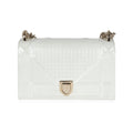 White Micro Cannage Patent Small Flap Bag V5602