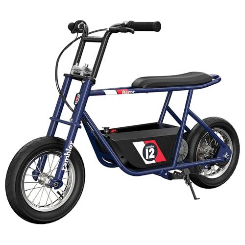 Dark Blue Electric Retro Minibike with 250W Motor, 12 Inch Tires, 24V Battery F213233