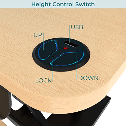 Electric Standing Desk Converter, 36 Inch, Maple K40921