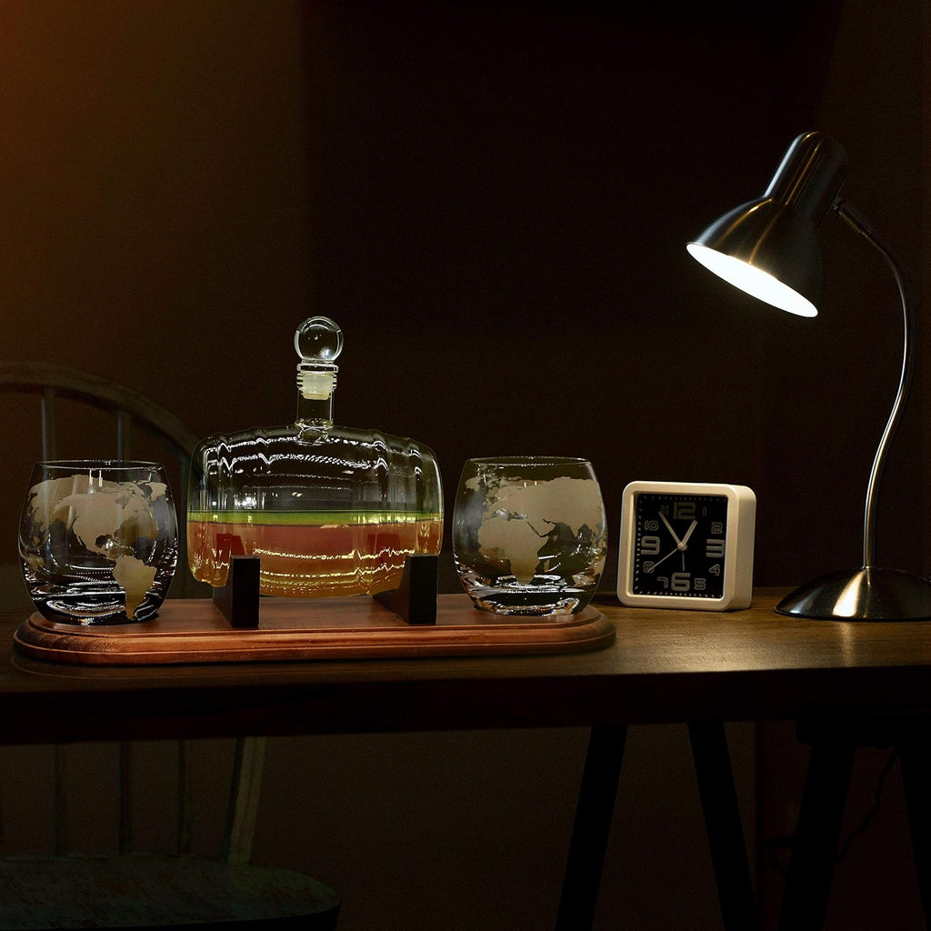 Brown Glass Whiskey Carafe with Stopper and Base R2205