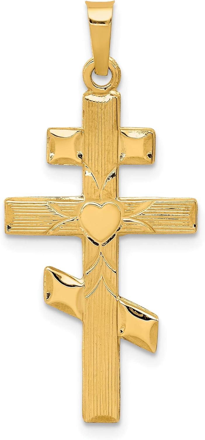 14k Yellow Gold Eastern Orthodox Cross Pendant Z484