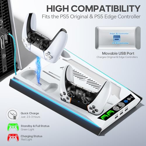 PS5 Stand with Cooling Fan and Charging Station J512338