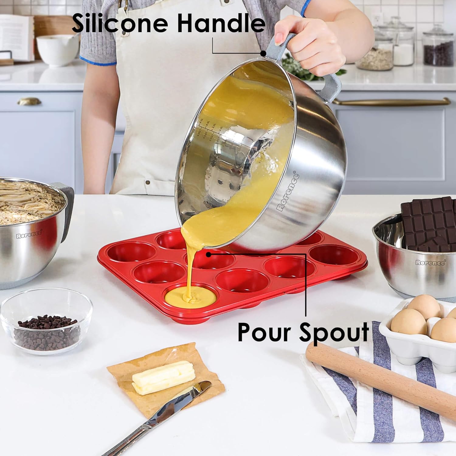 Stainless Steel Non-Slip Mixing Bowls Set of 3 K805