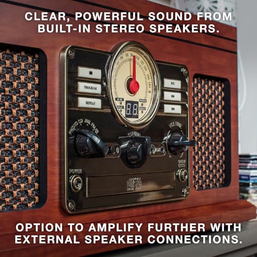 Natural 3-Speed Turntable with CD & Cassette Player, AM/FM Radio W370