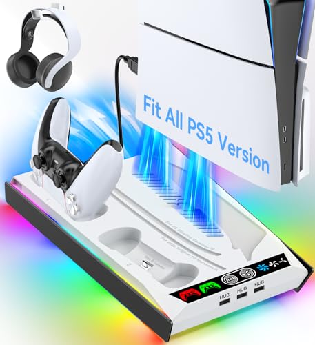 PS5 Stand with Cooling Fan and Charging Station J512338