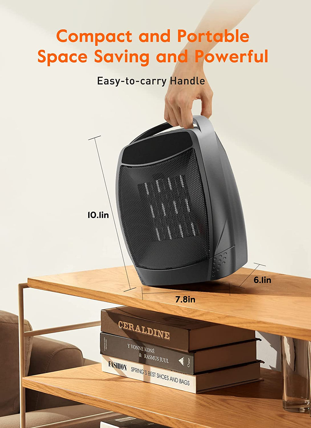 Black 1500W Quiet Electric Heater with Timer D832813