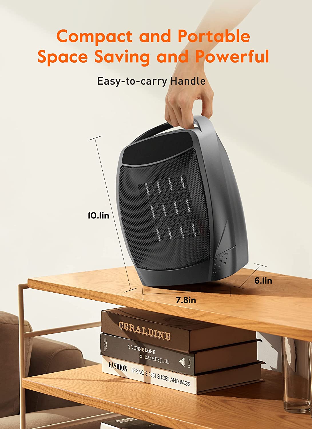 Black 1500W Quiet Electric Heater with Timer D832813