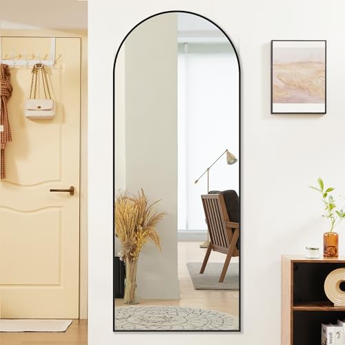 64"x21" Arched Full Length Mirror with Aluminum Alloy Thin Frame R4465