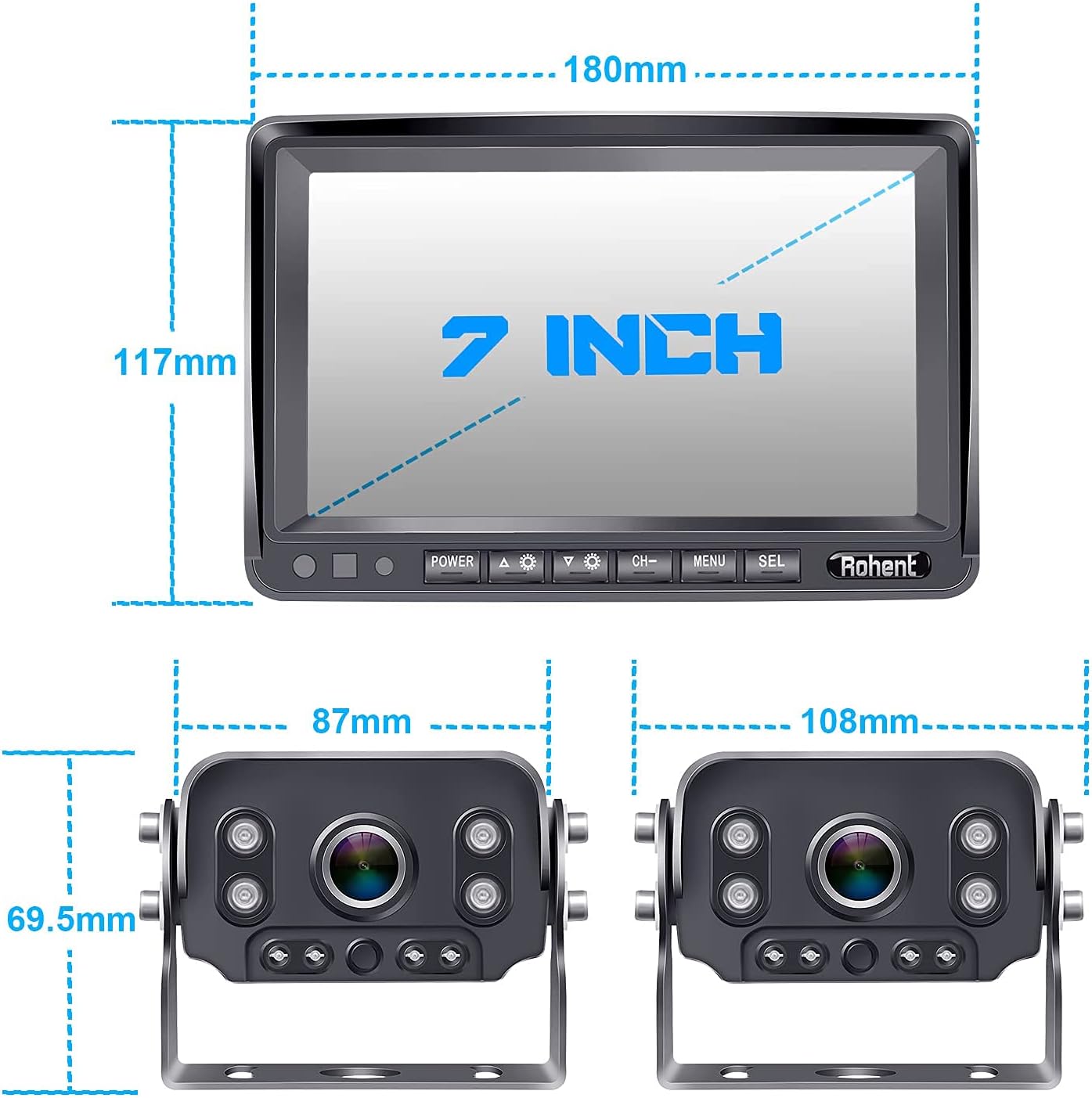 7 Inch HD 1080P Wireless Backup Camera with DVR Monitor H48292