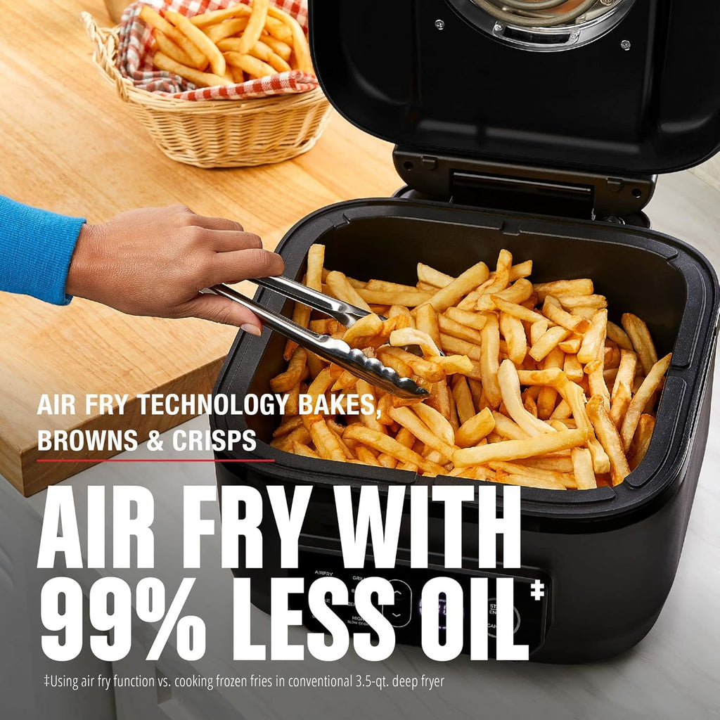 7-in-1 Electric Indoor Grill with Air Fry Technology, Black F4839