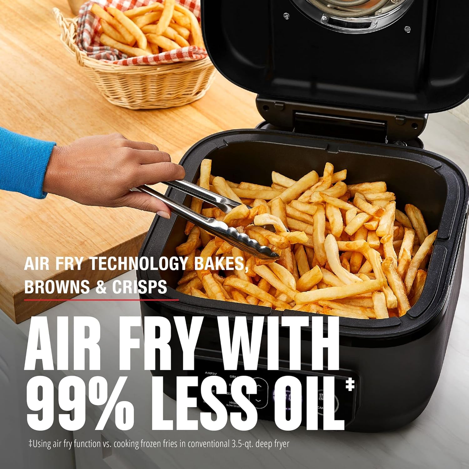 7-in-1 Electric Indoor Grill with Air Fry Technology, Black F4839