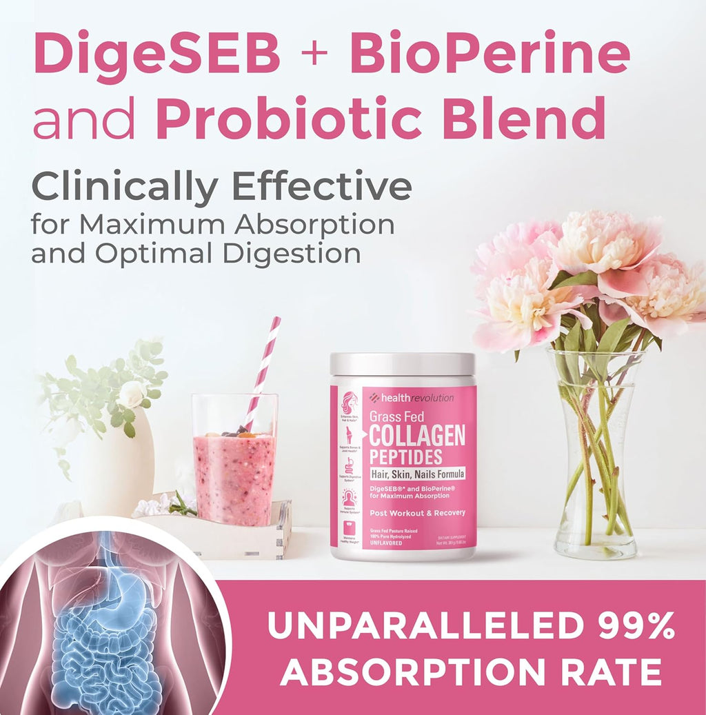 Hydrolyzed Collagen Peptides Powder, Grass-Fed, Types I & III, Unflavored, 35 Servings A511