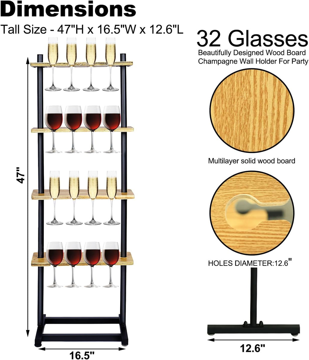 4 Tiers Wooden Champagne Wall Stand X108