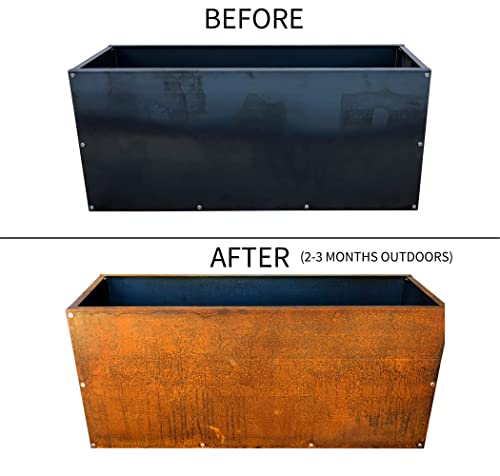 Corten Steel Cube Outdoor Planter Box, Large Raised Metal Garden Bed (12in x 12in x 12in) X8272