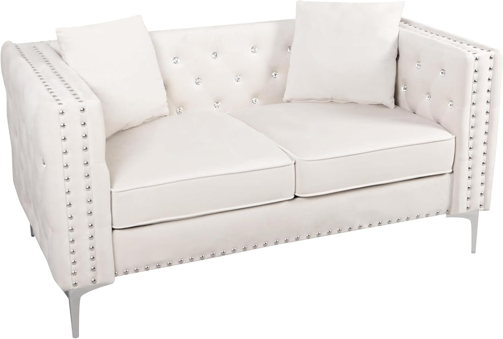 Beige Velvet Sofa and Loveseat Set S5592