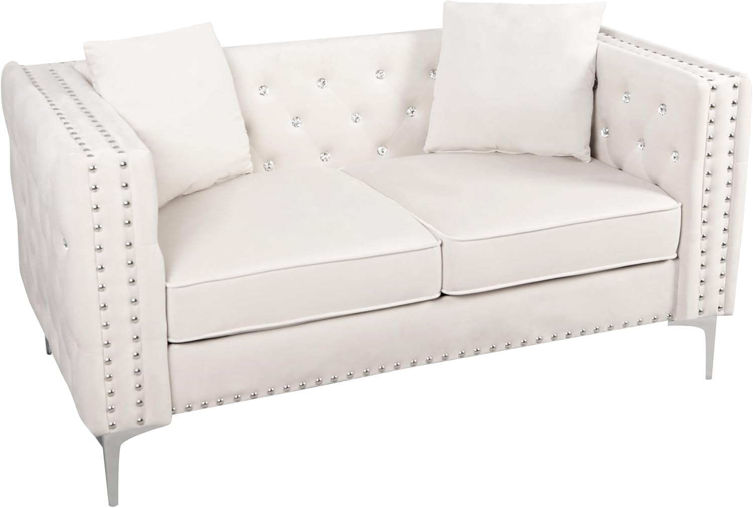 Beige Velvet Sofa and Loveseat Set S5592