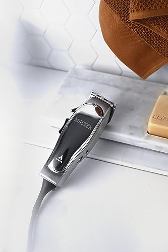 Professional Fade Master Hair Clipper, Adjustable Carbon Steel Fade Blade Clipper, Chrome, Silver O83536