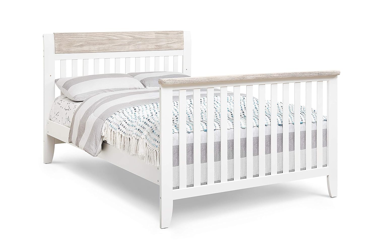 White and Wire Brushed Wood 4 in 1 Convertible Crib L2431