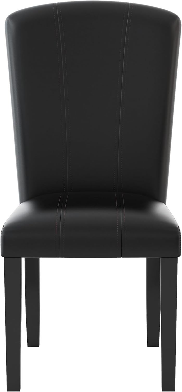 Dark Espresso 5pc Dining Set Marble Top Table and 4 Chairs Faux Leather Upholstery G40921