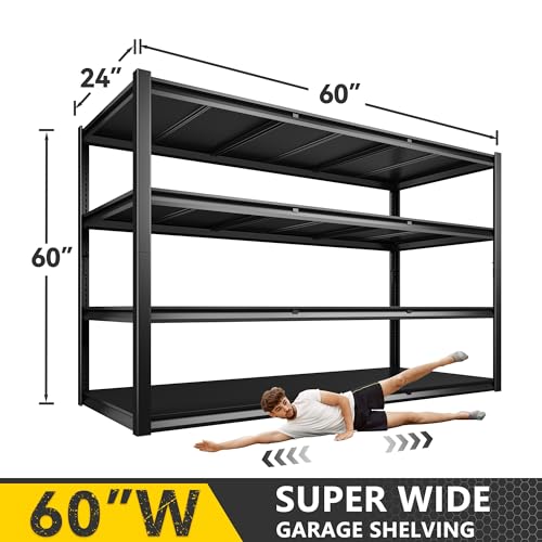 60" W x 24" D x 72" H 5 Tier Heavy Duty Metal Garage Shelving O7826