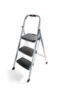 White 3-step Folding Step-stool with Hand Grip and Plastic Steps T142334