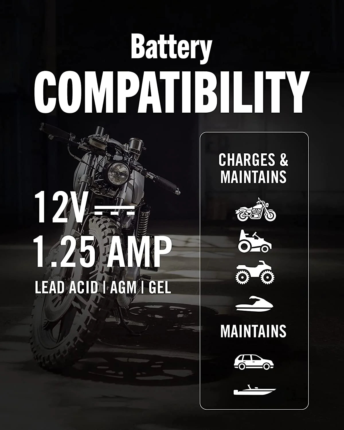 12V 1.25 AMP Battery Charger and Maintainer M350766