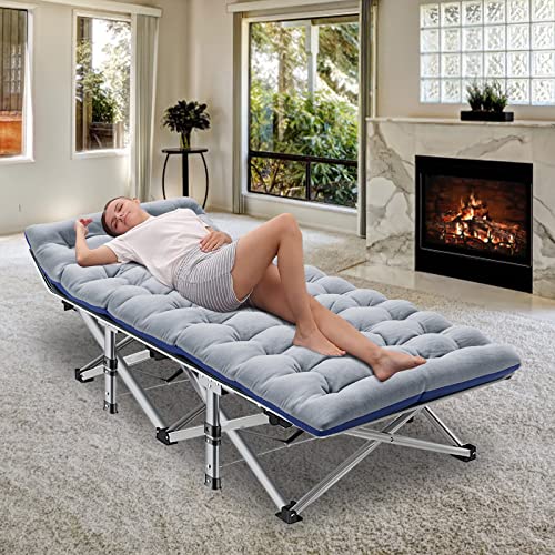 2PK Foldable Double Layer 1200D 500lb Loading Camping Cot with Carrying Bag Q72348