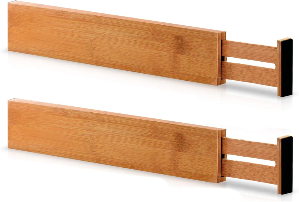 Natural Bamboo 2-Pack Expandable Drawer Divider Organizers B4234