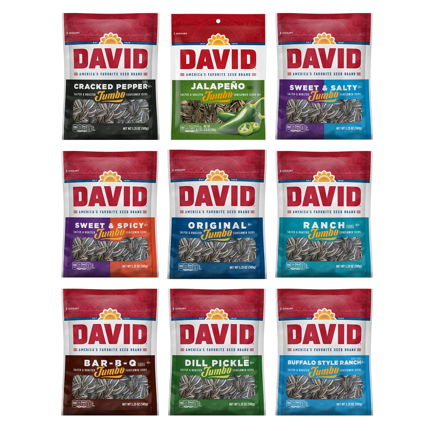 5.25 Oz Assorted Flavors Sunflower Seeds Variety Pack 9 Count O704785