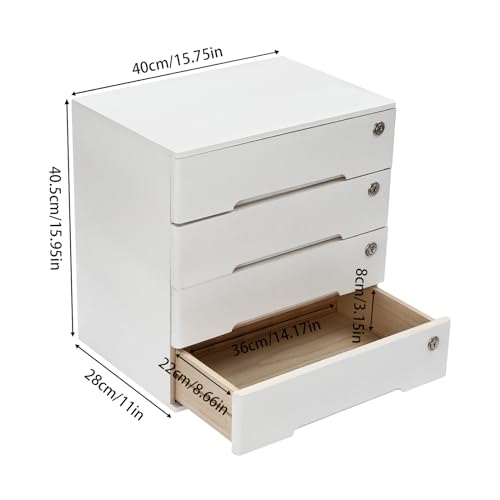 4 Drawers Wood Storage Box with Lockable Drawers X3689