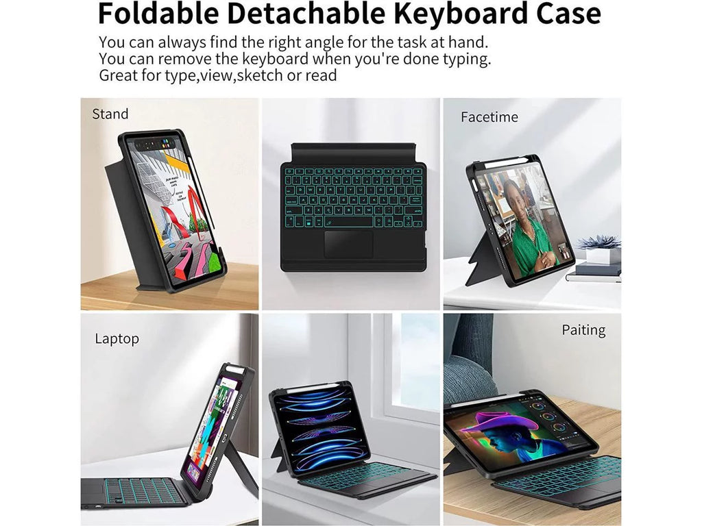 Magnetic Keyboard Case for iPad Pro 11 inch 4th 3rd 2nd 1st Gen 2022 2021 2020 2018, iPad Air 5 Air 4 10.9 2022 2020 with Pencil Holder, Backlit, Trackpad L7198